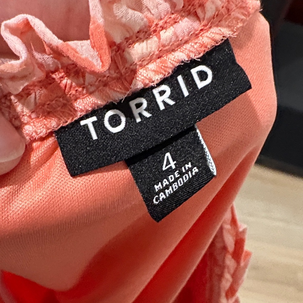 Torrid Floral Coral Mini V-Neck Dress Size 4X | 26 - Picture 2 of 7